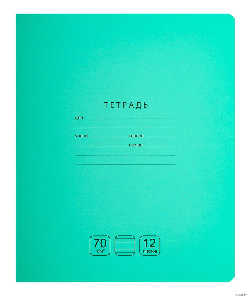 Тетрадь в узкую линейку "Отличная. Зеленая" (12 листов)