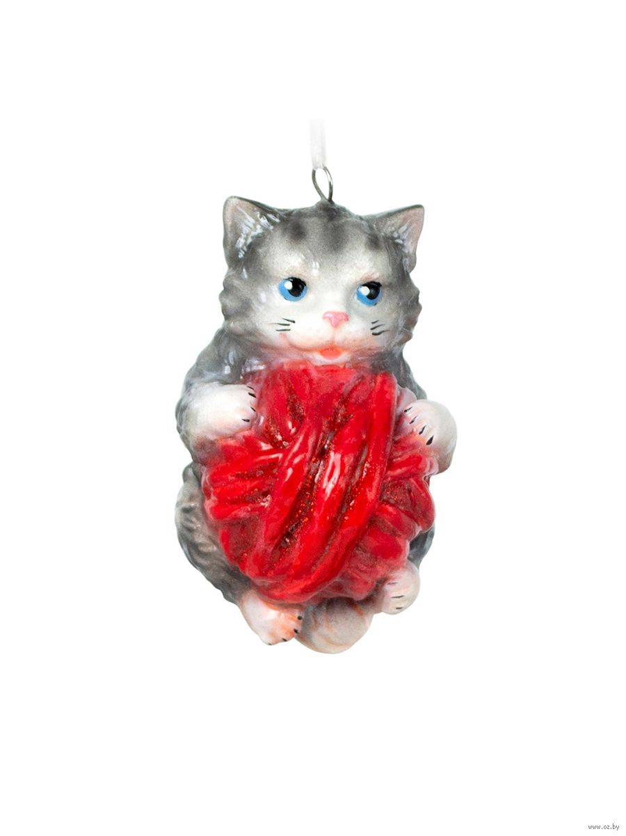 Елочная игрушка "Котенок с клубочком"