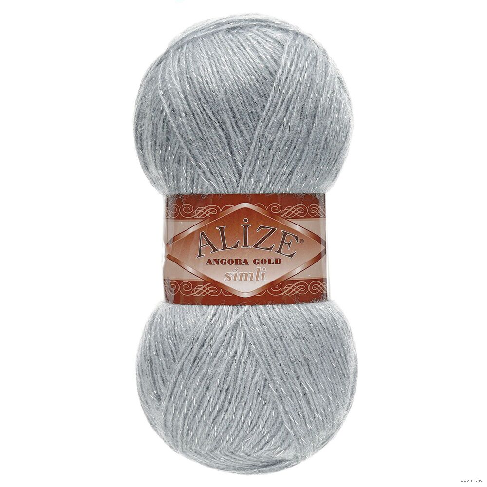 Пряжа "Angora Gold Simli №21" (100 г; 500 м; светло-серый)