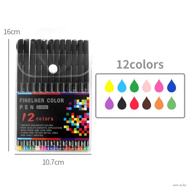 Набор ручек-линеров "Color" (12 цветов)