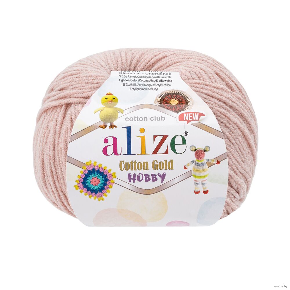 Пряжа "Cotton Gold Hobby New №161" (50 г; 165 м; пудра)