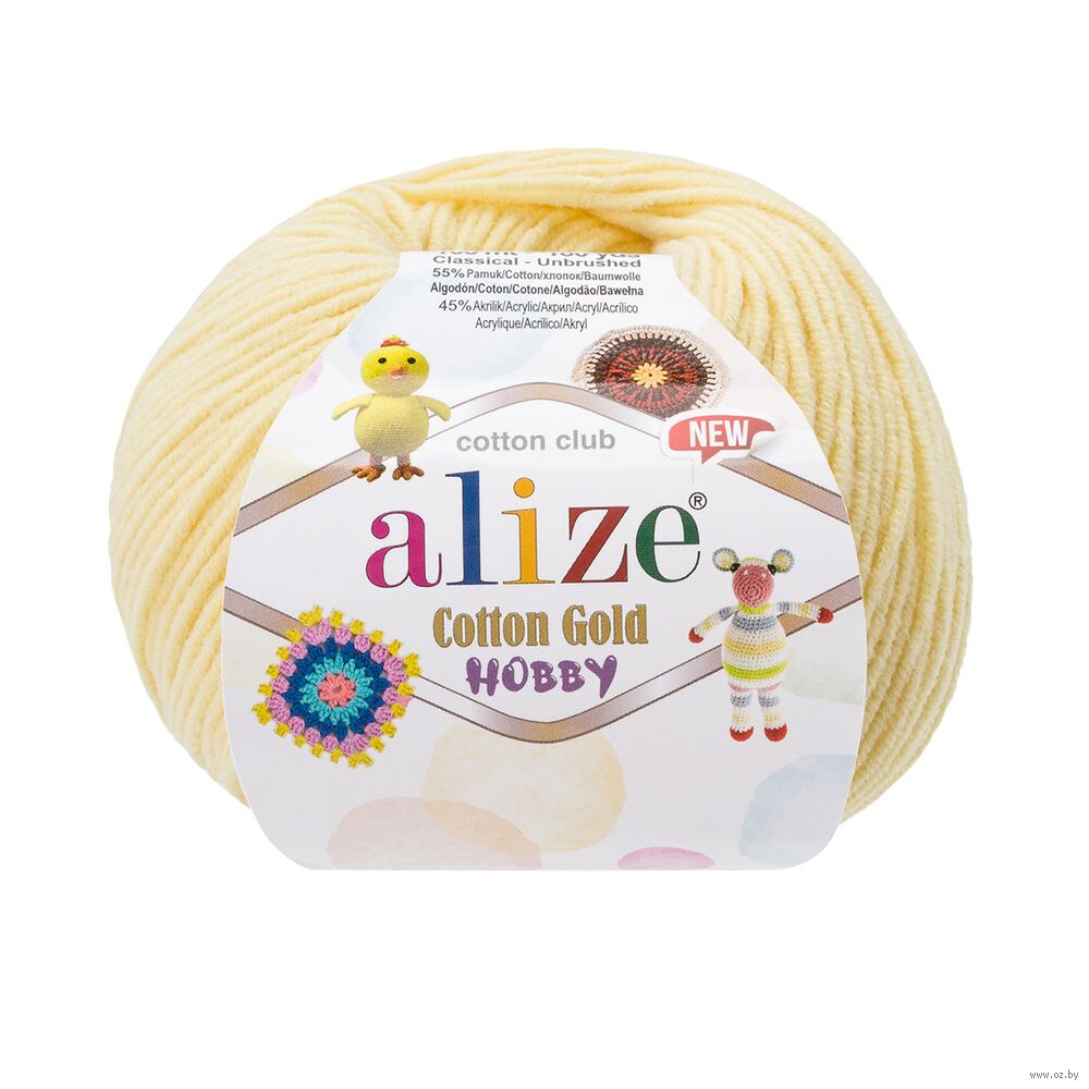 Пряжа "Cotton Gold Hobby New №187" (50 г; 165 м; светлый-лимон)