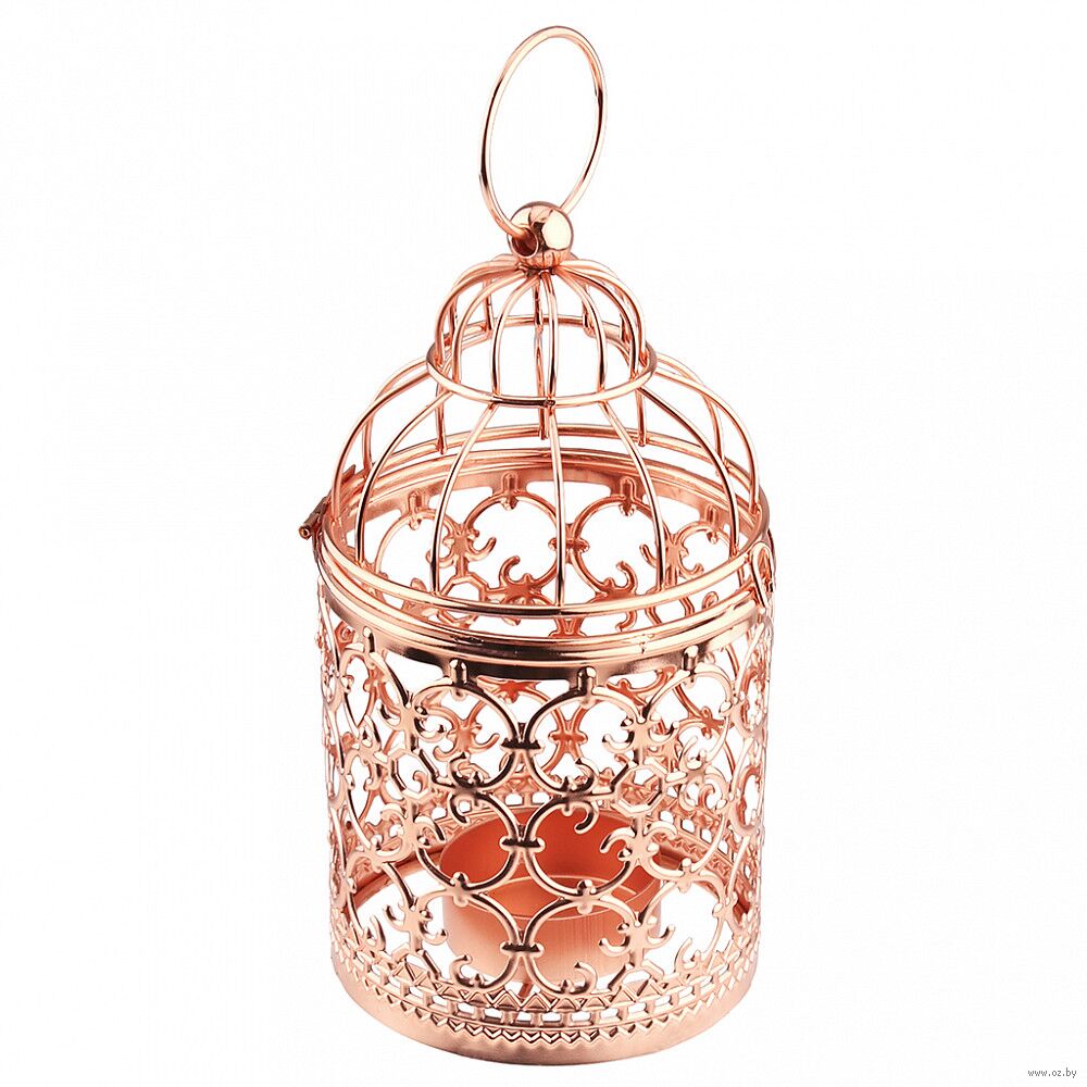 Подсвечник "Птичья клетка" (розовое золото)