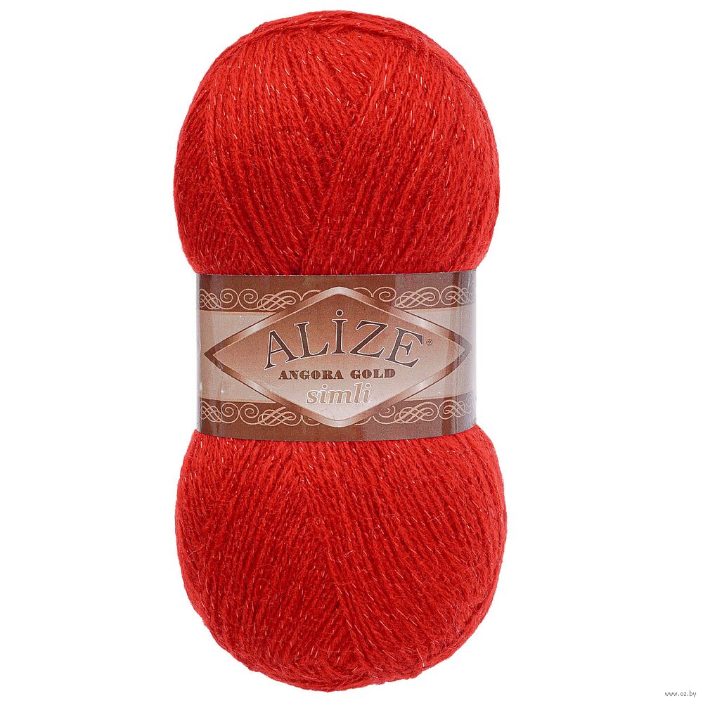 Пряжа "Angora Gold Simli №106" (100 г; 500 м; красный)