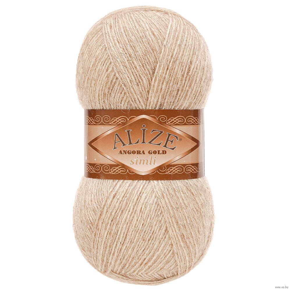 Пряжа "Angora Gold Simli №152" (100 г; 500 м; бежевый меланж)