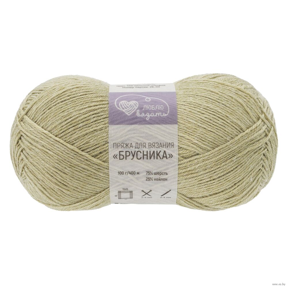Пряжа носочная "Брусника №438" (100 г; 400 м; зеленый шалфей)