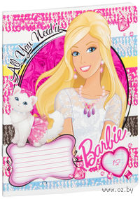 Тетрадь в узкую линейку "Barbie" (12 листов)
