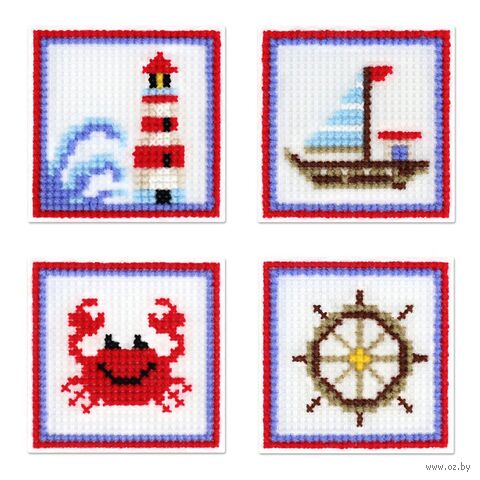 Набор для вышивания на пластиковой канве "Море зовет" (106х106 мм) — фото, картинка