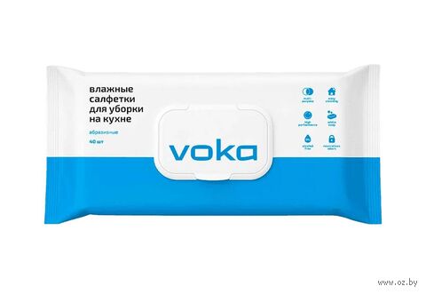 Салфетки влажные для уборки кухни "Voka" (40 шт.) — фото, картинка
