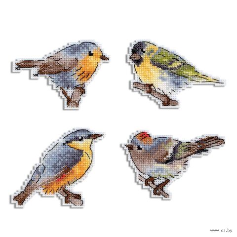 Набор для вышивания на пластиковой канве "Звонкие птички. Магниты" (60х90 мм) — фото, картинка