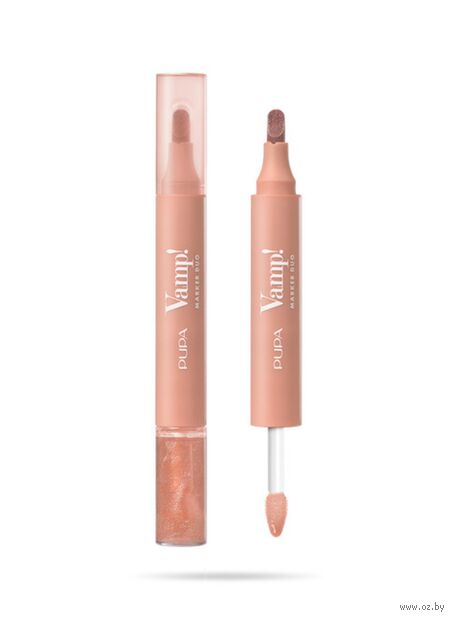Блеск-маркер для губ "Vamp! Marker Duo" тон: 001, watery nude — фото, картинка