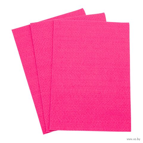 Фетр листовой мягкий "Astra" (20х30 см; ярко-розовый; 3 листа) — фото, картинка