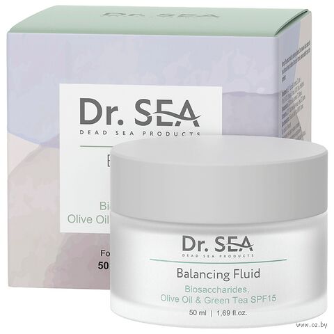 Флюид для лица "Балансирующий с комплексом биосахаридов, оливой и зеленым чаем" SPF 15 (50 мл) — фото, картинка