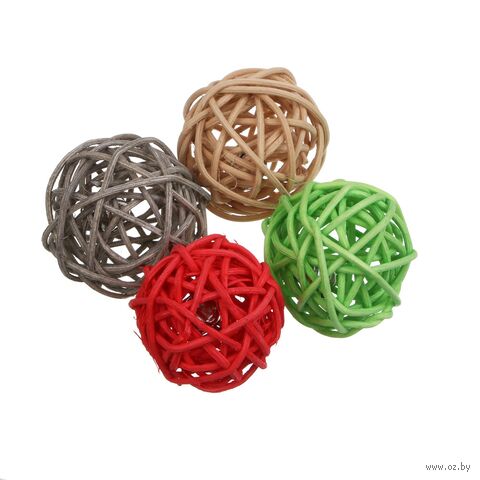 Набор игрушек для кошек "Плетеные шарики" (4 шт.) — фото, картинка