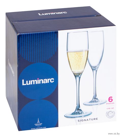 Бокал для шампанского стеклянный "Signature" (6 шт.; 170 мл) — фото, картинка