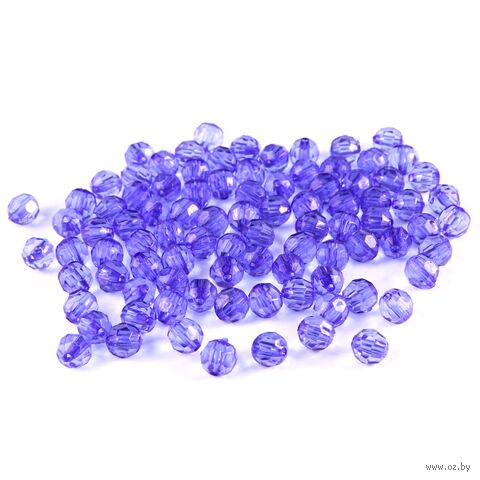 Бусины пластиковые "Граненый круг" (8 мм; 90 шт.; синий) — фото, картинка