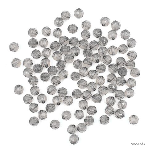 Бусины пластиковые "Граненый круг" (8 мм; 90 шт.; серый) — фото, картинка