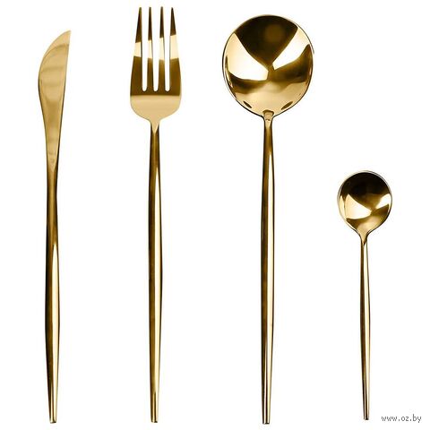 Набор столовых приборов "Nouvelle" (4 шт.; золото) — фото, картинка