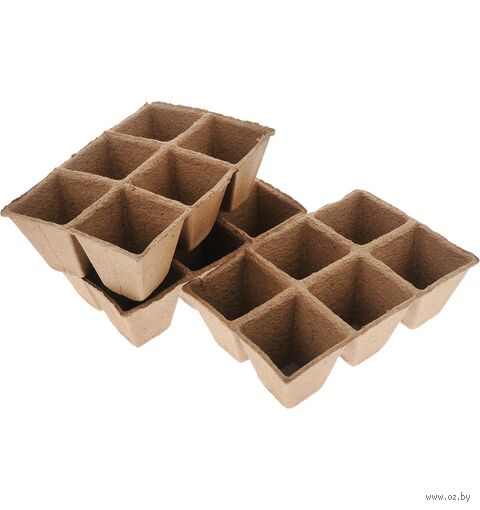 Набор горшков для рассады "Торфяные" (6 ячеек, 3 шт.) — фото, картинка