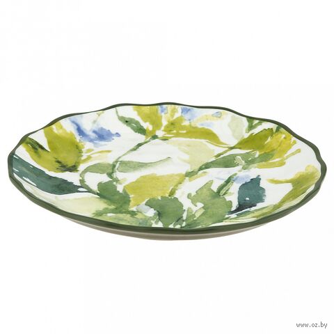 Тарелка мелкая фарфоровая "Палитра весны" (227 мм; зеленый) — фото, картинка