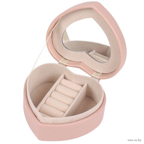 Шкатулка для украшений "В форме сердца с зеркалом" (10,5х9х5 см) — фото, картинка