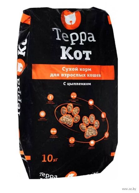 Корм сухой для кошек "Терра Кот" (10 кг; с цыплёнком) — фото, картинка