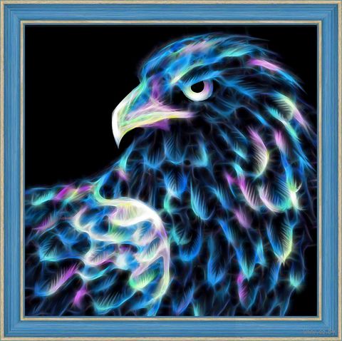 Алмазная вышивка-мозаика "Неоновый орёл" (250х250 мм) — фото, картинка