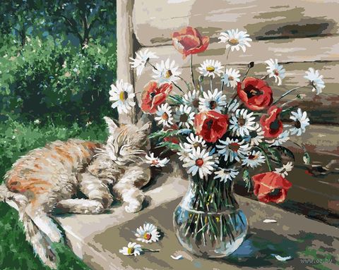 Картина по номерам "Дачная жизнь кота Василия" (400х500 мм) — фото, картинка