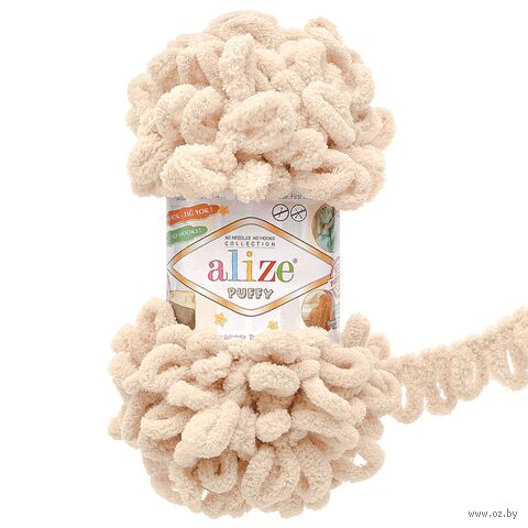 Пряжа "Puffy №599" (100 г; 9 м; слоновая кость) — фото, картинка
