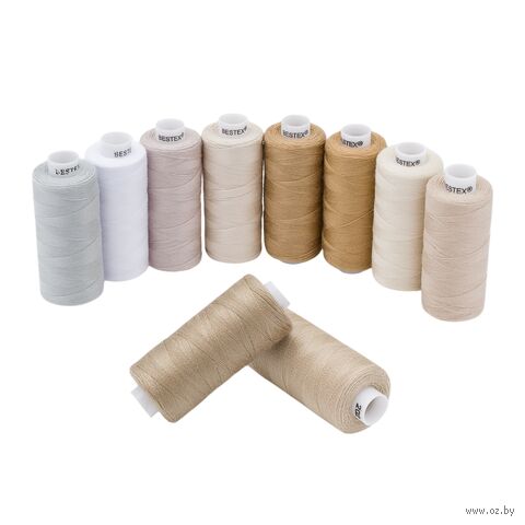 Набор швейных ниток 40/2 "Бежевый микс" (365 м; 10 шт.) — фото, картинка