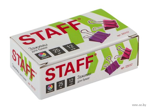 Зажимы для бумаги "Profit" (12 шт.; 25 мм; цветные) — фото, картинка