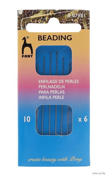 Иглы для бисера №10 "Beading" (6 шт.; с серебряным ушком) — фото, картинка