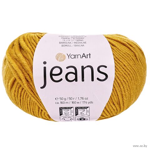 Пряжа "Jeans №84" (50 г; 160 м; горчичный) — фото, картинка