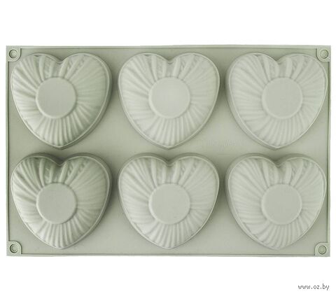 Форма для выпекания силиконовая "Сердце" (285х185х30 мм; зелёный) — фото, картинка