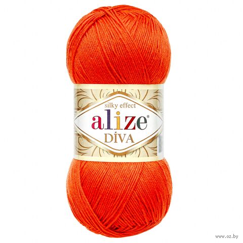Пряжа "Diva №37" (100 г; 350 м; оранжевый) — фото, картинка
