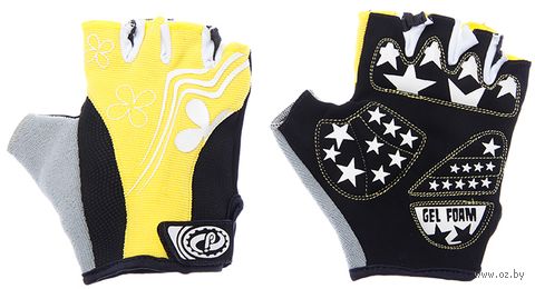 Перчатки велосипедные "SCG 47-0122" (M; чёрно-бело-жёлтые) — фото, картинка