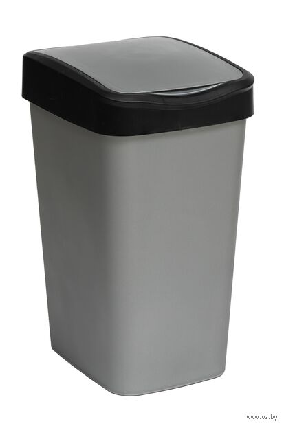 Ведро для мусора "Tandem. С подвижной крышкой" (10 л; серый металлик) — фото, картинка