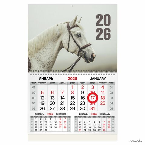 Календарь настенный квартальный на 2026 год "Символ года" (33,5х50,3 см) — фото, картинка