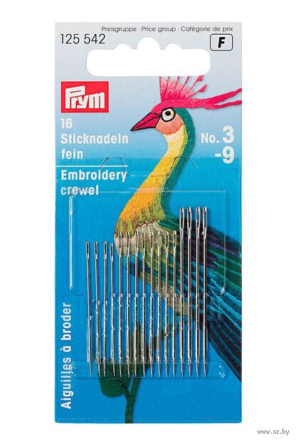 Иглы ручные для вышивания и шитья "Crewels" (16 шт.) — фото, картинка