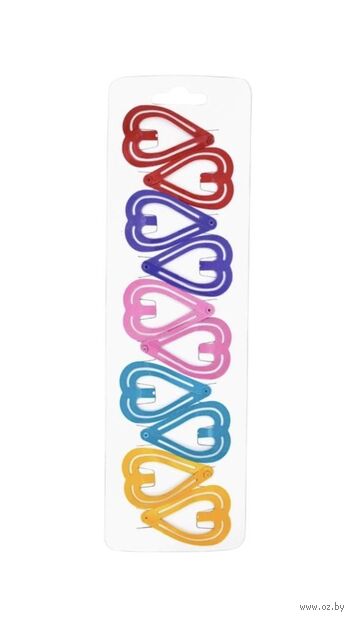 Набор заколок для волос "Цветное сердечко" (10 шт.) — фото, картинка