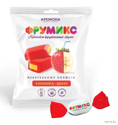 Конфеты жевательные "Фрумикс со вкусом клубники и банана" (45 г) — фото, картинка