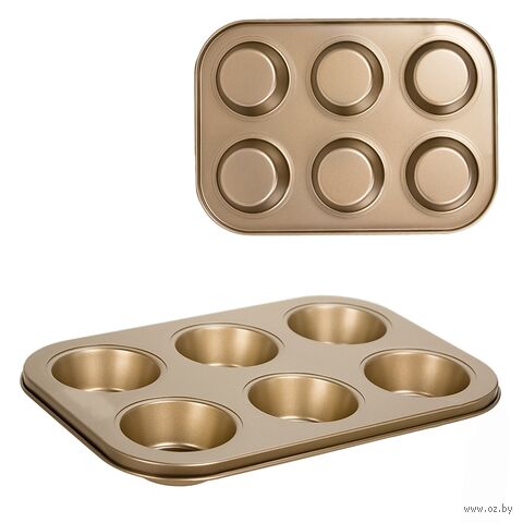 Форма для выпекания кексов металлическая (265х185 мм; золотистый) — фото, картинка