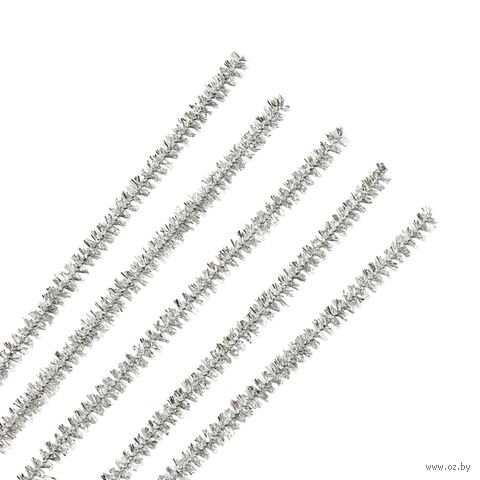Проволока синельная для творчества "Люрекс" (300 мм; 20 шт.; серебряный) — фото, картинка