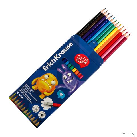 Набор пластиковых цветных карандашей "Jolly Friends" (12 цветов) — фото, картинка