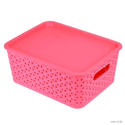 Корзина с крышкой "Вираж" (24,5х18,5х10,5 см; коралловый) — фото, картинка