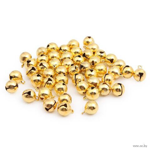 Бубенчики для творчества и рукоделия (50 шт.; 10 мм; золото) — фото, картинка
