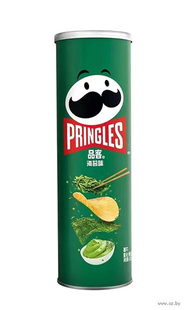 Чипсы картофельные "Pringles. Со вкусом васаби и нори" (110 г) — фото, картинка