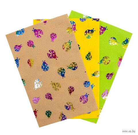 Фетр листовой мягкий "Божьи коровки" (20х30 см; ассорти; 3 листа) — фото, картинка