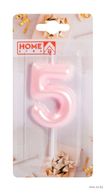 Свеча для торта "Цифра 5" (розовая) — фото, картинка