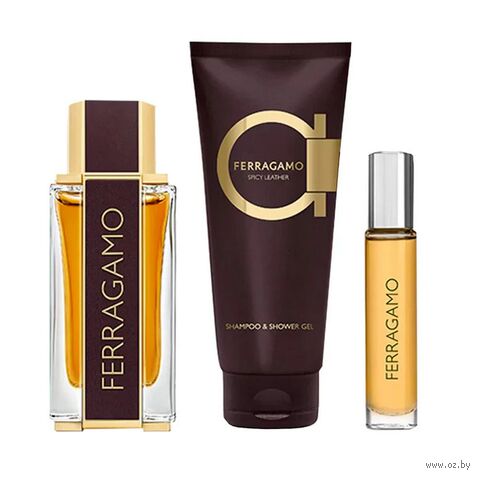 Подарочный набор "Ferragamo Spicy Leather" (духи, шампунь-гель для душа) — фото, картинка